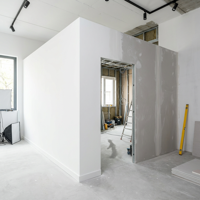 Tabiquería de pladur nueva con acabado liso en Alicante