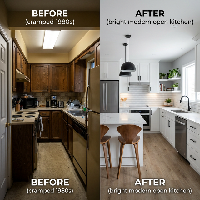 Antes y después de reforma integral de cocina en Alicante