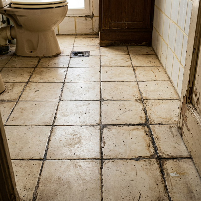 Suelo de azulejos viejos antes de aplicar microcemento